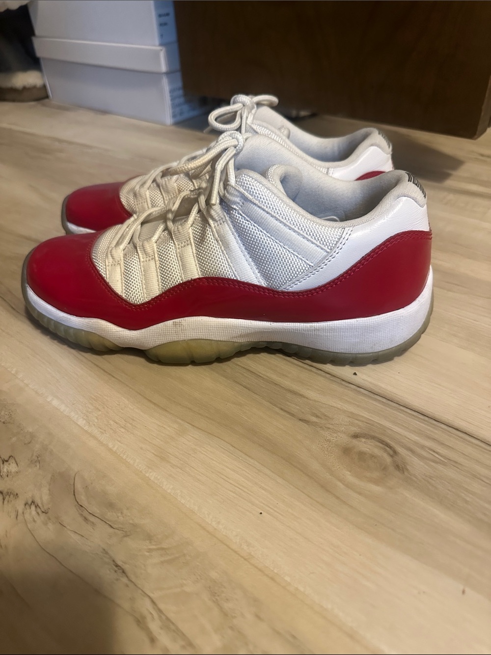 Jordan Kids Youth White and Red Low-Top Athletic Sneakers